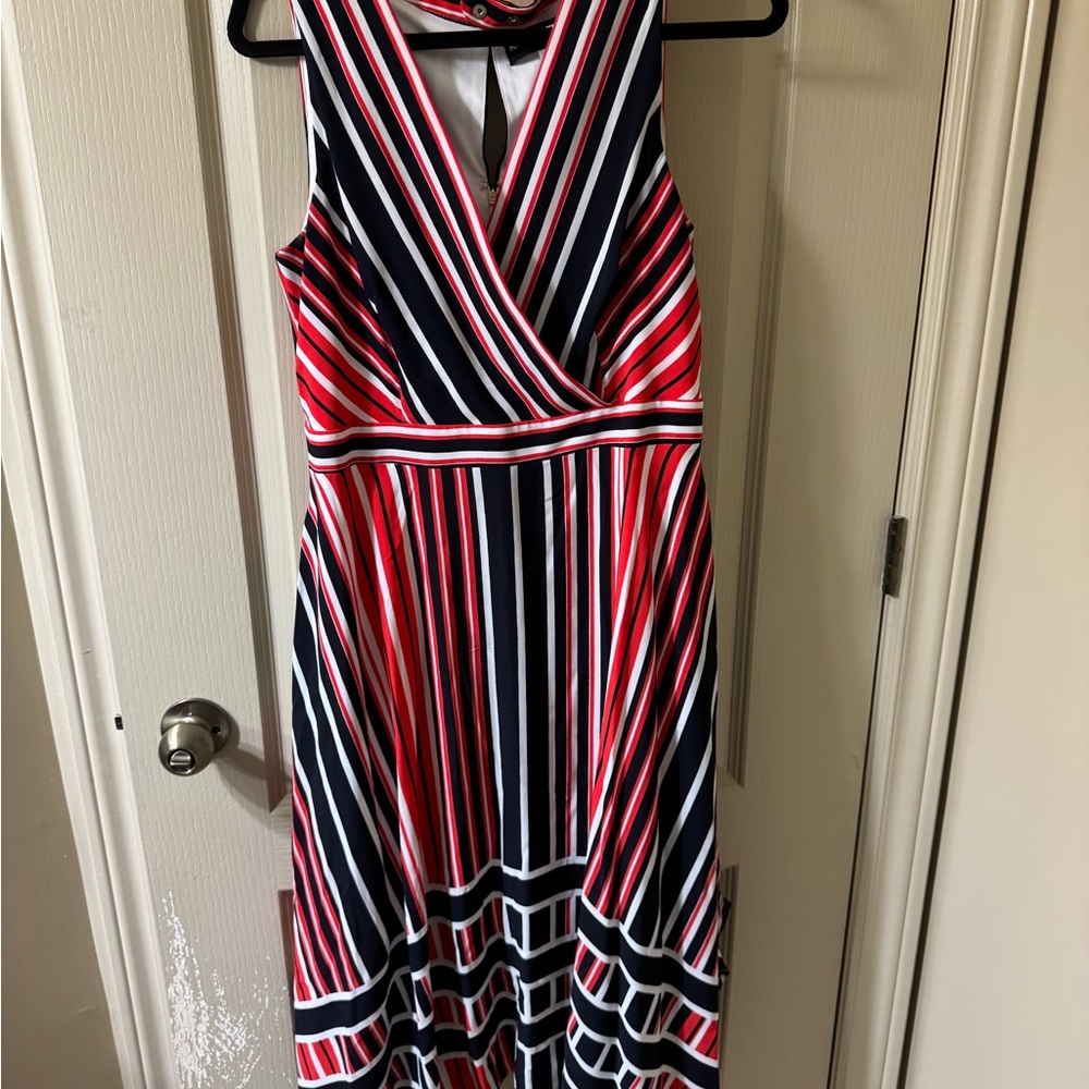 Karl Lagerfeld Striped Sleeveless Dress - Red, White, and Navy